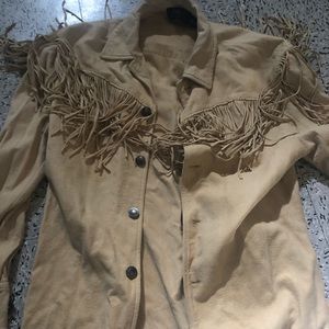 Ralph lauren suede western fringe shirt jacket xs